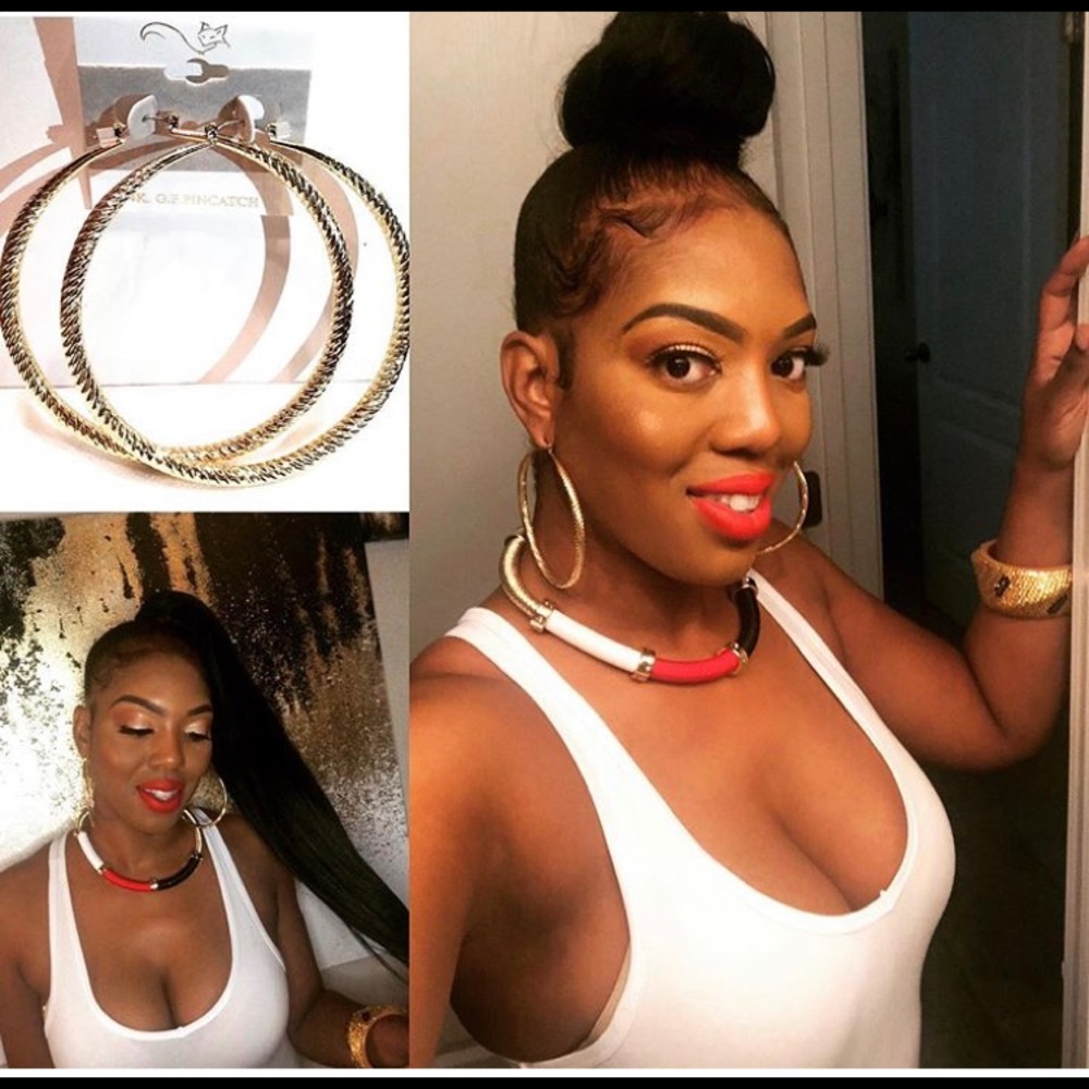 Oversize 14K Gold Filled Statement Hoop Earrings - Picture 4 of 6